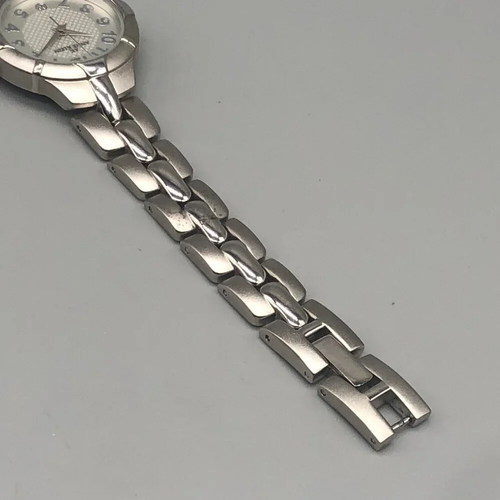 3/$30 Anne Klein Watch Women Silver Tone Round Dial 27MM Date Window New Battery
